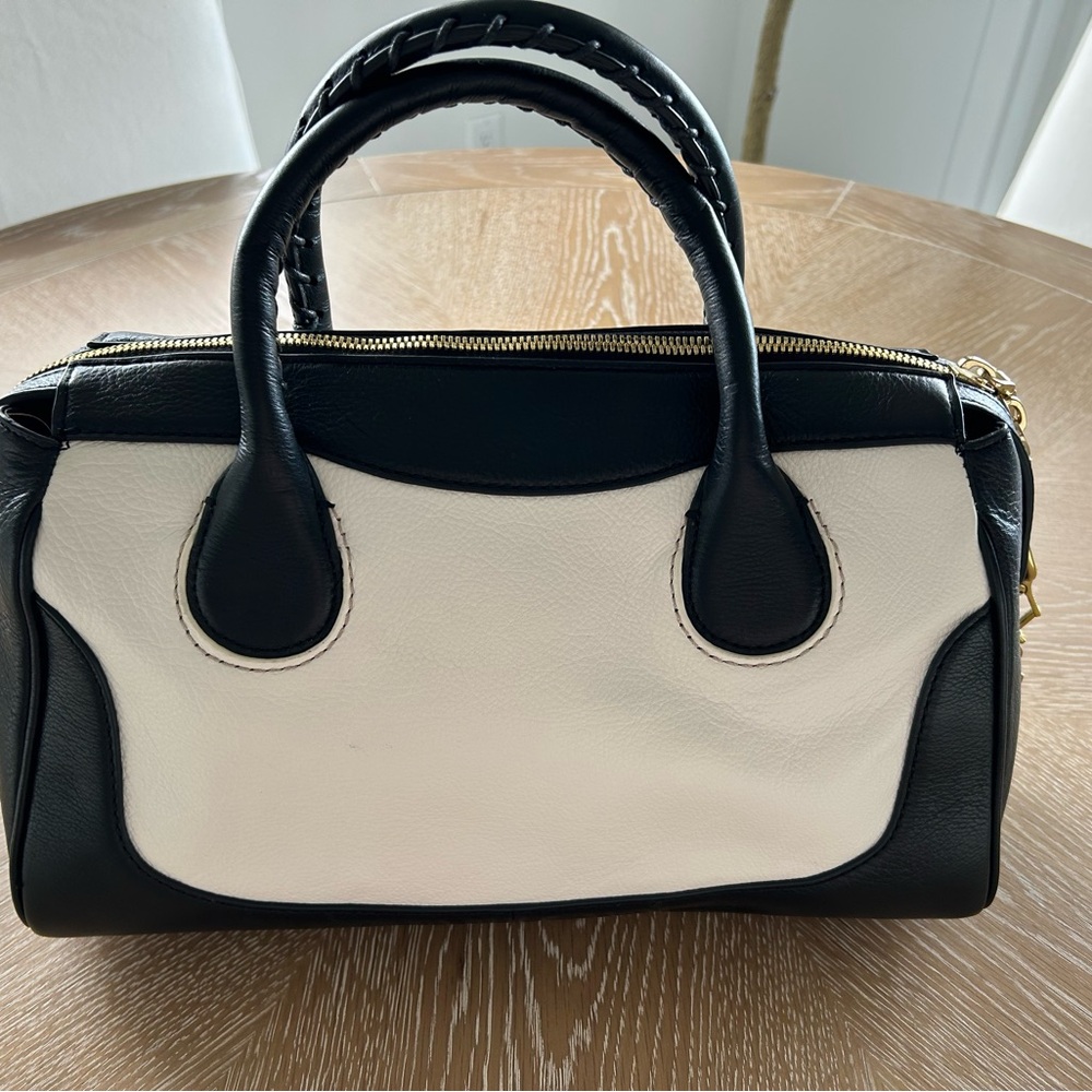 J. Crew Handbag black and cream with gold hardware